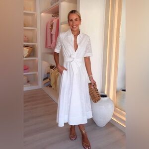 Zara White Eyelet Midi Dress